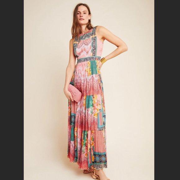 Anthropologie Alessandra Maxi Dress Bhanuni by Jyoti 4 S/XS NWOT - Picture 1 of 7